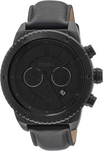 Horlogeband Fossil BQ1648 Leder Zwart 22mm